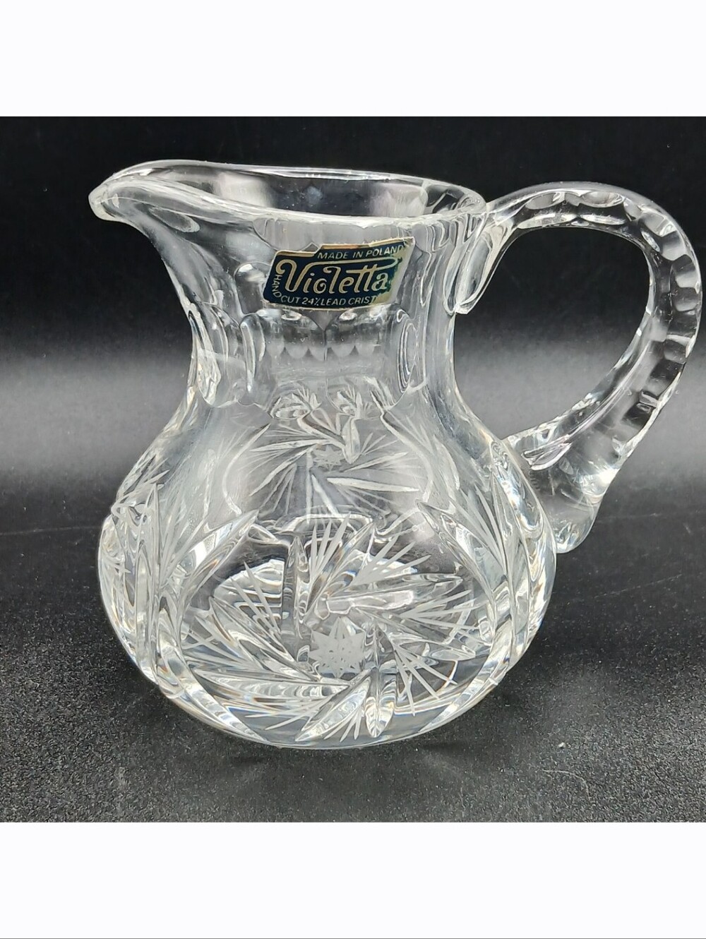 Vintage Violetta Brilliant Cut 24% Lead Crystal Creamer Small Pitcher Poland